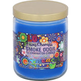 Front view of the Smoke Odor Exterminator Candle 13oz in an earthy yellow Nag Champa design. This enzyme-activated glass mason jar candle physically binds to and neutralizes airborne smoke and environmental smells.