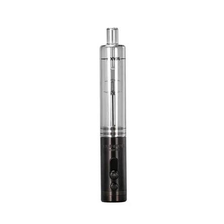Front view of the Sunakin Sunpipe H20G hybrid water pipe in sleek black. This highly portable dry herb device features a built-in glass water bubbler to deliver cool, smooth, and perfectly filtered hits on the go.