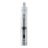 Front view of the Sunakin Sunpipe H20G hybrid water pipe in sleek silver. This highly portable dry herb device features a built-in glass water bubbler to deliver cool, smooth, and perfectly filtered hits on the go.