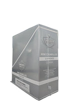 Angled view of the Swisher Sweets Diamonds mini cigarillos box in sleek silver and white. These popular machine-made mini cigarillos come in a wholesale 15-count box of 3-packs, offering a quick, flavorful smoke ideal for retail counter displays.