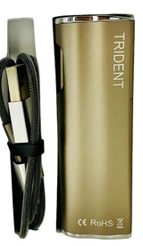 Front facing view of the Trident 5-Degree 450mAh 510 Battery in matte black. This innovative vape battery features a unique 5-degree tilted top to provide a more natural, ergonomic inhalation angle while using your oil cartridges.