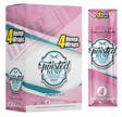 Front angled view of the Twisted Hemp Bubble Pop Wraps 15-count display carton in bright pink and blue packaging. This structurally rigid, 100% hemp non-tobacco alternative is infused with distinct bubblegum terpenes and contains four tear-resistant wraps per resealable pouch.