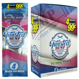 front view of the twisted hemp organic wraps display box. An organic option for those who want flavorful smoking experience. Made with natural hemp with a smooth tropical breeze.