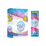 Angled front view of the Twisted Tropical Breeze Hemp Wraps 15-count display box and single pack in blue and pink packaging. These tobacco-free, all-natural hemp wraps offer a clean, unflavored, and slow-burning smoking experience.