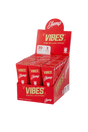 front view of vibes premade cones display box. made of natural hemp paper these cones are prefect for convenience. 