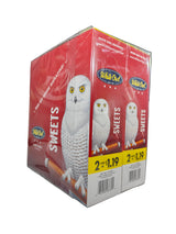Angled front view of the White Owl Slow Burn Sweets cigarillos box in classic red and white. These popular slow-burning cigarillos come in a wholesale 30-count box of 2-packs, perfect for keeping retail counter displays fully stocked.