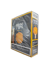 Angled front view of the White Owl Tips Smooth pipe tobacco cigarillos box in sleek silver and black. These premium tipped machine-made cigarillos come in a wholesale 15-count box of 2-packs, providing a smooth draw ideal for retail counter displays.