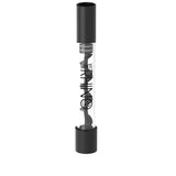 Front view of a single black Rhino Glass Blunt Twist in clear glass with a sleek black metallic screw. This premium paperless blunt features an internal spiral core that effortlessly pushes out spent ash for a fresh hit every time.