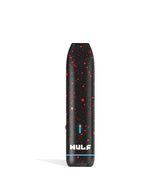 Front view of the Wulf LX Slim Dry Herb Vaporizer in black with red splatter. This 900mAh handheld thermal extraction unit features an internal ceramic heating oven and four specific thermal outputs for precise material processing.