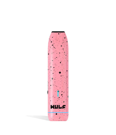 Front view of the Wulf LX Slim Dry Herb Vaporizer in pink with black splatter. This 900mAh handheld thermal extraction unit features an internal ceramic heating oven and four specific thermal outputs for precise material processing.