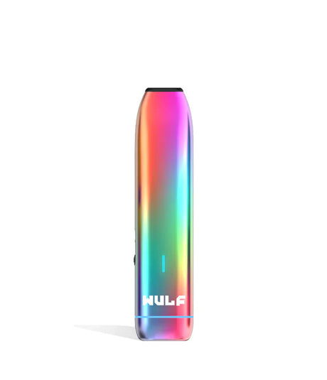 Front view of the Wulf LX Slim Dry Herb Vaporizer in a full-color rainbow gradient. This 900mAh handheld thermal extraction unit features an internal ceramic heating oven and four specific thermal outputs for precise material processing.