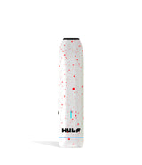 Front view of the Wulf LX Slim Dry Herb Vaporizer in white with red splatter. This 900mAh handheld thermal extraction unit features an internal ceramic heating oven and four specific thermal outputs for precise material processing.