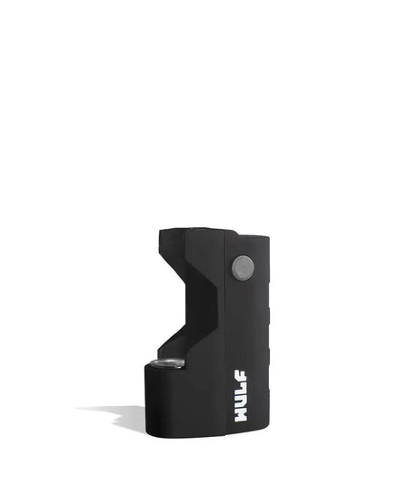 Front view of the Wulf Micro Cartridge Vape in charcoal. This ultra-small, two-inch tall threaded power supply features three specific thermal outputs and a widened 14mm chamber for pre-filled oil tanks.