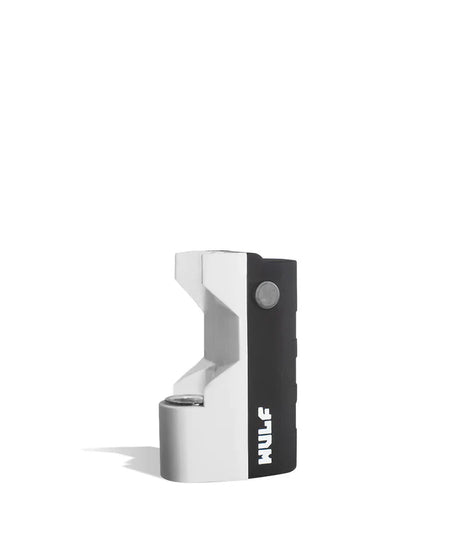 Front view of the Wulf Micro Cartridge Vape in white. This ultra-small, two-inch tall threaded power supply features three specific thermal outputs and a widened 14mm chamber for pre-filled oil tanks.