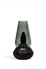 Front view of the Wulf Mods Fang 2-in-1 vaporizer in black-red spatter. This versatile electronic pipe features a 1600mAh battery and a tinted glass bubbler to vape both wax concentrates and 510-thread oil cartridges.