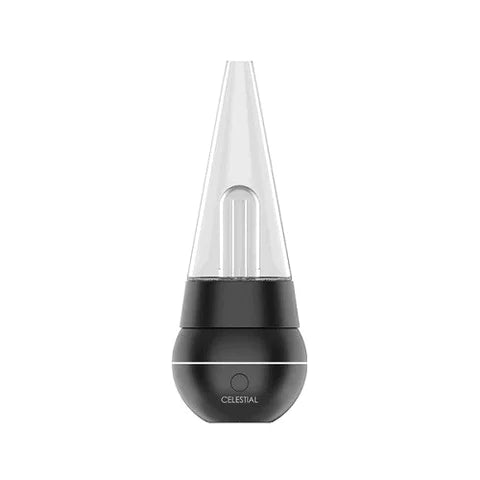 Front view of the Yocan Black Celestial E-Rig Kit in matte black. This portable electric dab rig features a 2500mAh battery and a water percolation mouthpiece designed for smooth concentrate sessions.