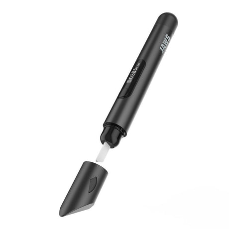 Front view of the Yocan Black Jaws Ceramic Hot Knife in matte black. This electronic dabbing tool cleanly melts and drops sticky concentrates into an atomizer without any mess.