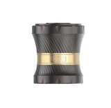 Front angled view of the Yocan Whirly Manual Herb Grinder 4-Piece in a solid metallic finish. This mechanical grinder features an integrated top whirly crank assembly to bypass standard manual twisting friction during processing.