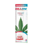 Front flat lay view of a single Zillow Hemp Wraps foil pouch in white and red blue. Each resealable zip-pack contains 4 high-quality hemp wraps designed to maintain ultimate freshness and flexibility.