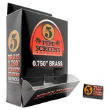 Front view of the 5 pipe brass screens display box. A well made product for filtering any material in your pipe.