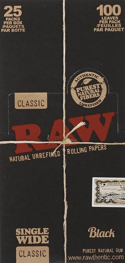 RAW Classic Black Rolling Papers Single Wide 25ct