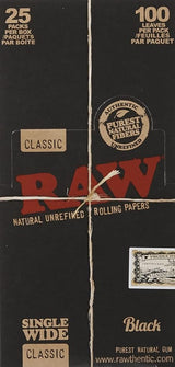 RAW Classic Black Rolling Papers Single Wide 25ct