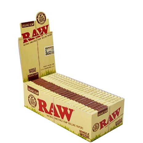 RAW Single Wide Organic Hemp Rolling Papers 100ct 25pk