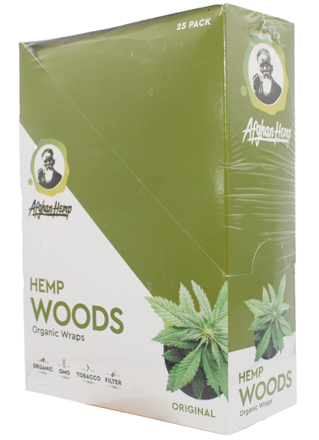 front view of the Afghan Hemp display box. Made from durable hemp fibers removing all the nicotine and tobacco from your experience for a slow and smooth smoke with a organic natural flavor 