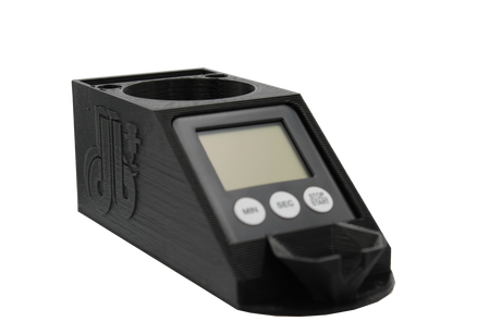 front view of the Dabber box blazer big shot dab station in black. Made for the Big Shot GT8000 torch for an a streamlines experience, made of heat resistant plastic it allows for all the needed tools and monitoring equipment for dabbing.
