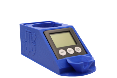 front view of the Dabber box blazer big shot dab station in blue. Made for the Big Shot GT8000 torch for an a streamlines experience, made of heat resistant plastic it allows for all the needed tools and monitoring equipment for dabbing.