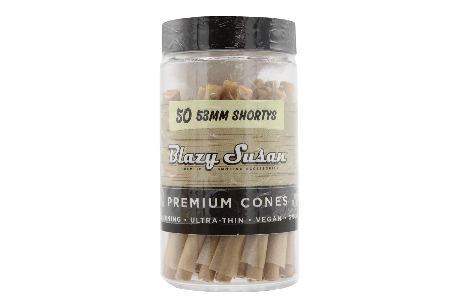 front view of the shorty blazy susan unbleached cones. for those wanting a natural experience in a smaller package.