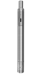 front view of the Bounsless terp pen in a sleek silver. A rushed look for such a premium dab product.