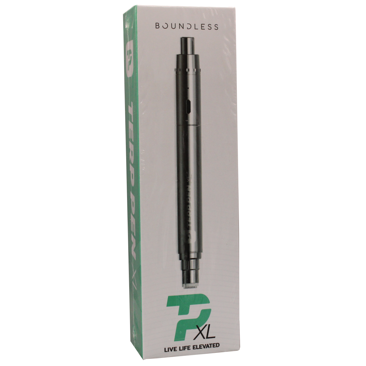 front view of the boundless P XL dab pen, made with machined premium materials for a durable construction it is powerful giving a heightened experience to customers.