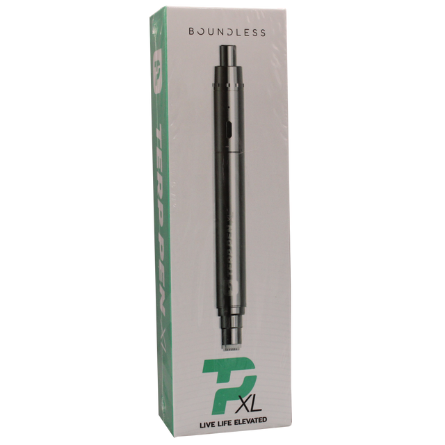 front view of the boundless P XL dab pen, made with machined premium materials for a durable construction it is powerful giving a heightened experience to customers.