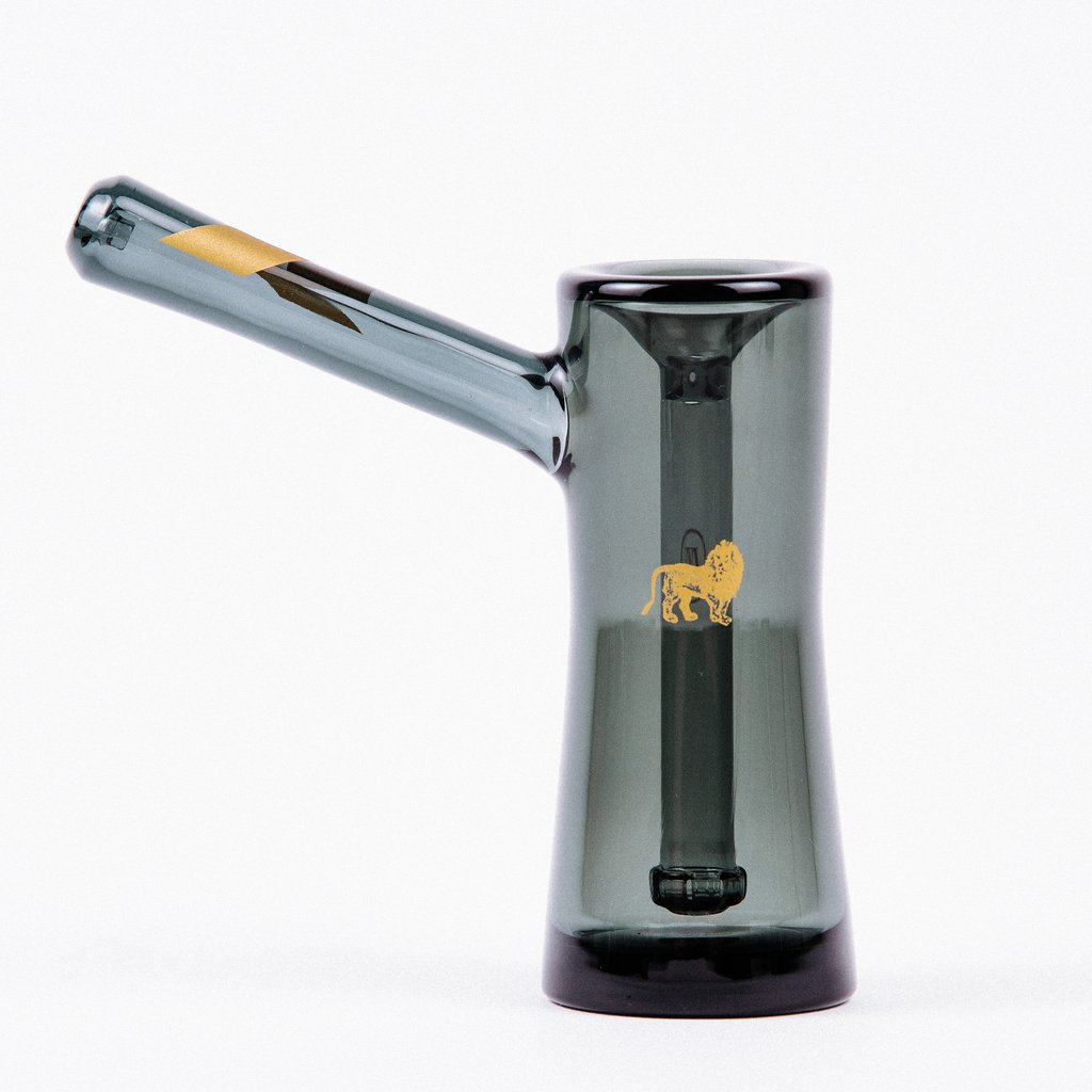 Marley Natural Smoked Glass Bubbler With Gold Stripe Decal