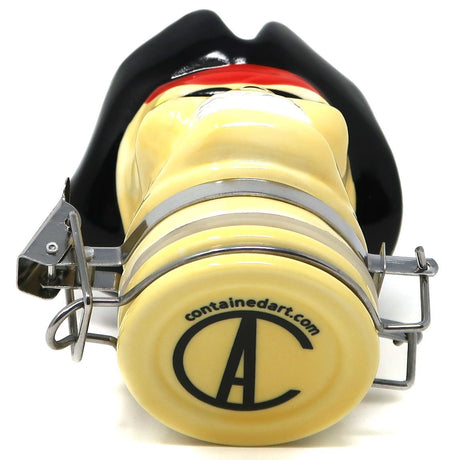 bottom view of the contained art 100ml ceramic stash jar. A durable ceramic body and odor proof seal to keep the contents fresh.