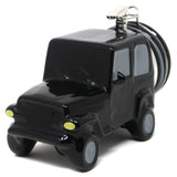 Front angle of the Contained Art 250ml Jeep stash jar. A casual and artistic design of a  jeep for stashing valuables or materials inside of.