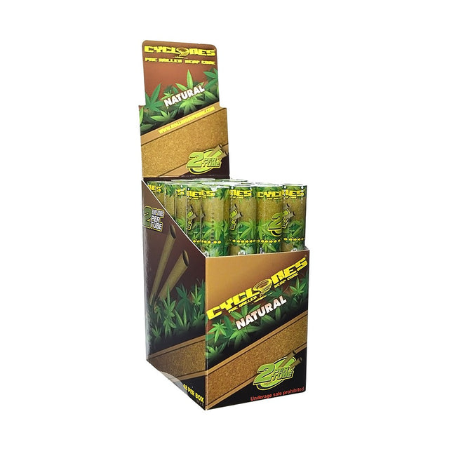front view of cyclones natural hemp pre-rolled cones. An easy product for smoking from Cyclones.