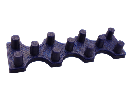 Front view of the dabber box glass display stand. A sturdy base able to hold 14mm accessories upright so that resin coated tips do not spill onto the table. printed in black