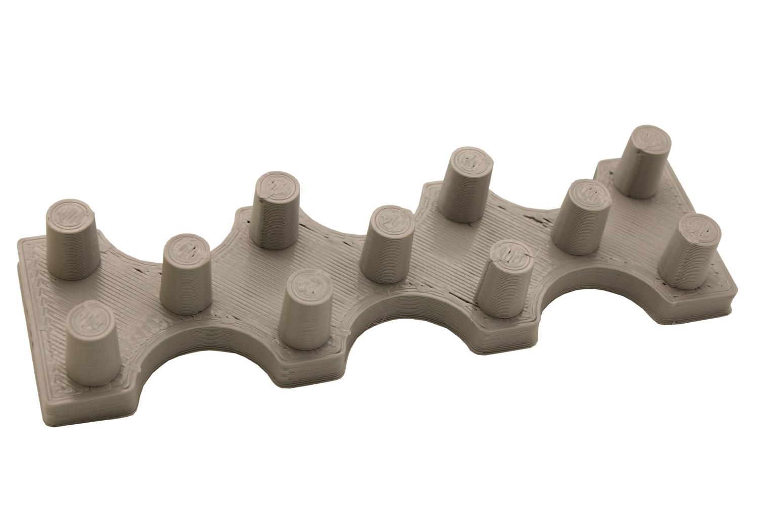 Front view of the dabber box glass display stand. A sturdy base able to hold 14mm accessories upright so that resin coated tips do not spill onto the table. printed in white