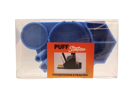 top view of the Dabber box dab station organizer in blue. A convenient way for a dabber to keep all their supplies handy in a neat and durable station. 