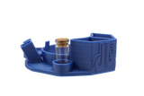 side view of the Dabber box dab station organizer in blue. A convenient way for a dabber to keep all their supplies handy in a neat and durable station. 
