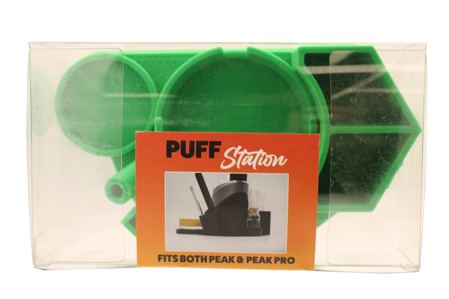 top view of the Dabber box dab station organizer in green. A convenient way for a dabber to keep all their supplies handy in a neat and durable station. 