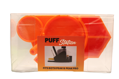 top view of the Dabber box dab station organizer in orange. A convenient way for a dabber to keep all their supplies handy in a neat and durable station. 