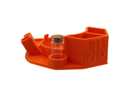 side view of the Dabber box dab station organizer in orange. A convenient way for a dabber to keep all their supplies handy in a neat and durable station. 