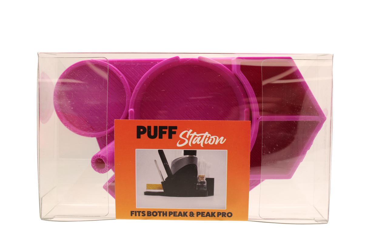 top view of the Dabber box dab station organizer in pink. A convenient way for a dabber to keep all their supplies handy in a neat and durable station. 