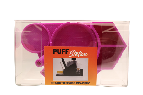 top view of the Dabber box dab station organizer in pink. A convenient way for a dabber to keep all their supplies handy in a neat and durable station. 