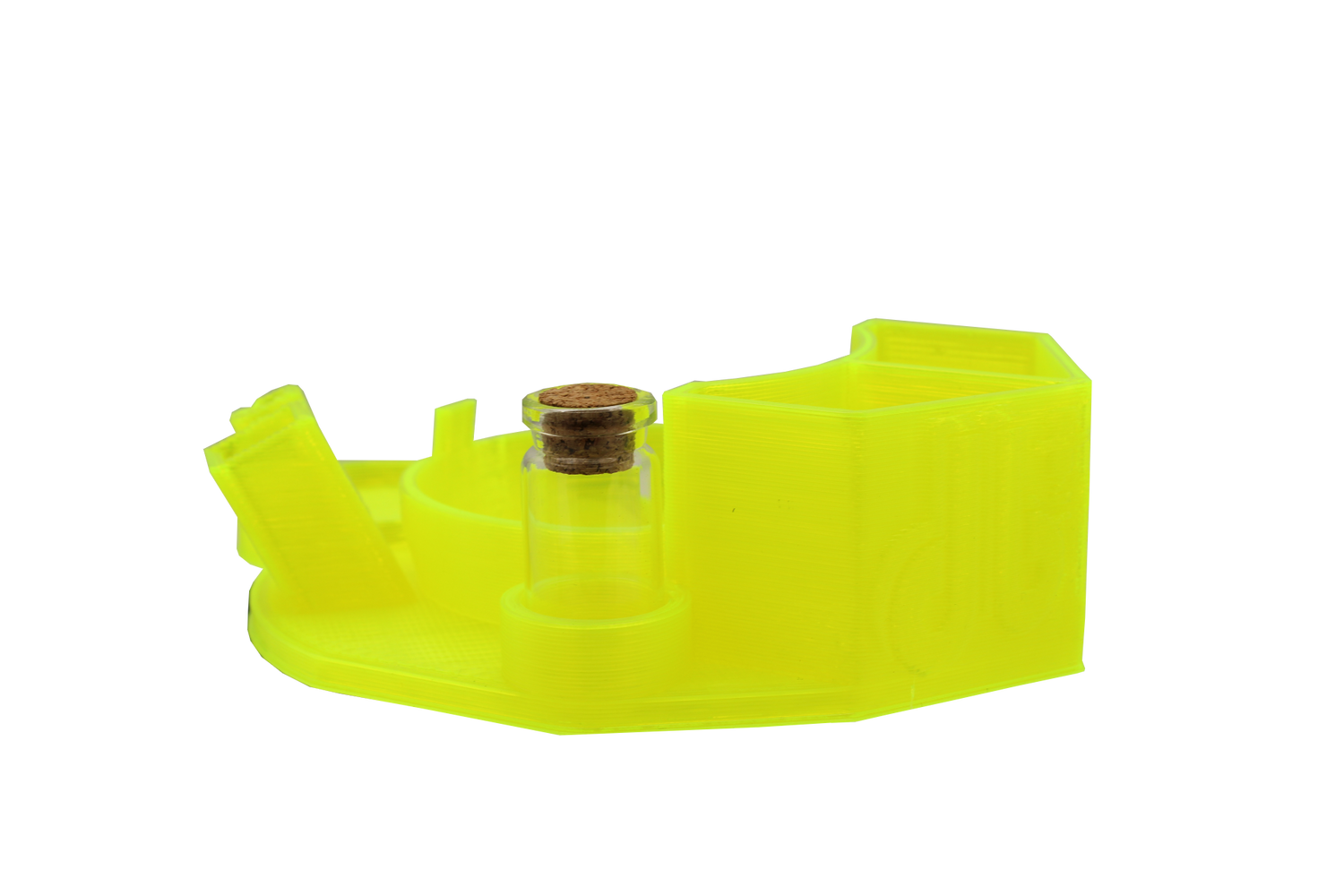 top view of the Dabber box dab station organizer in yellow. A convenient way for a dabber to keep all their supplies handy in a neat and durable station. 