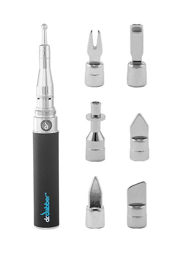 close up view of the Dr.Dabber budder cutter with multiple head attachments for multiple types of concentrates.