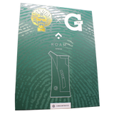 front package view of the G pen roam vaporizer. Made with desktop concentrate vape performance in a portable form for ease of use and in a green and gold color scheme collaboration with Dr.Greenthumb.